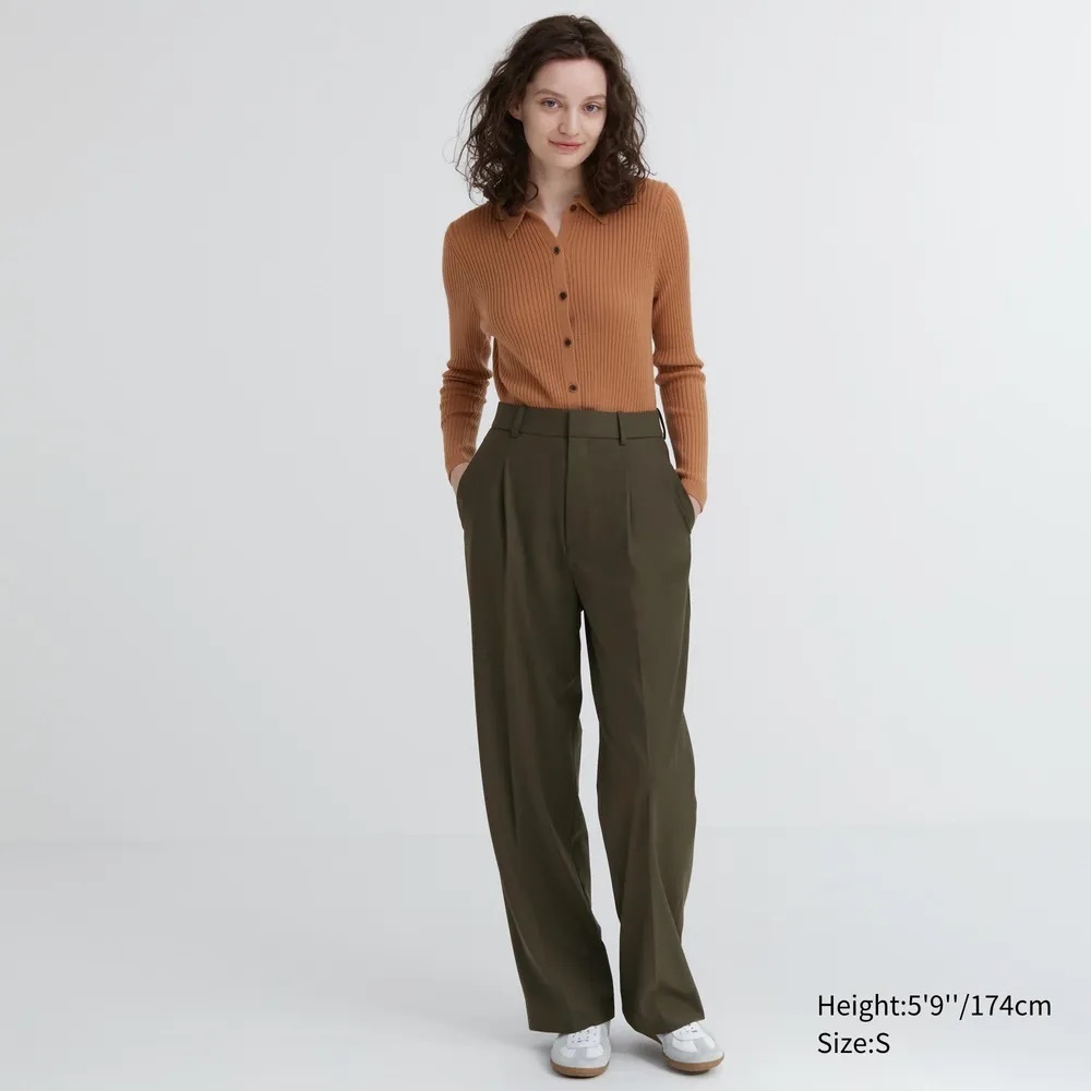 Olive Green Women's Wide-Leg Pants